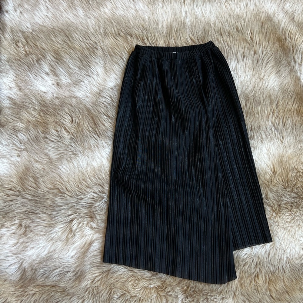 & Other Stories Black Metallic Midi faux wrap skirt